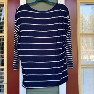 NWOT Alya Navy Stripe Top Size Small